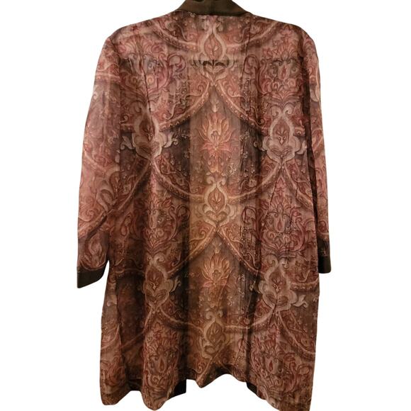 Vtg Paisley/Floral Print Sheer Kimono Robe Size 12 USA Made Neutral Feminine - Picture 2 of 7
